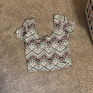 Victoria's Secret Black and Pink Geometric Crop Top